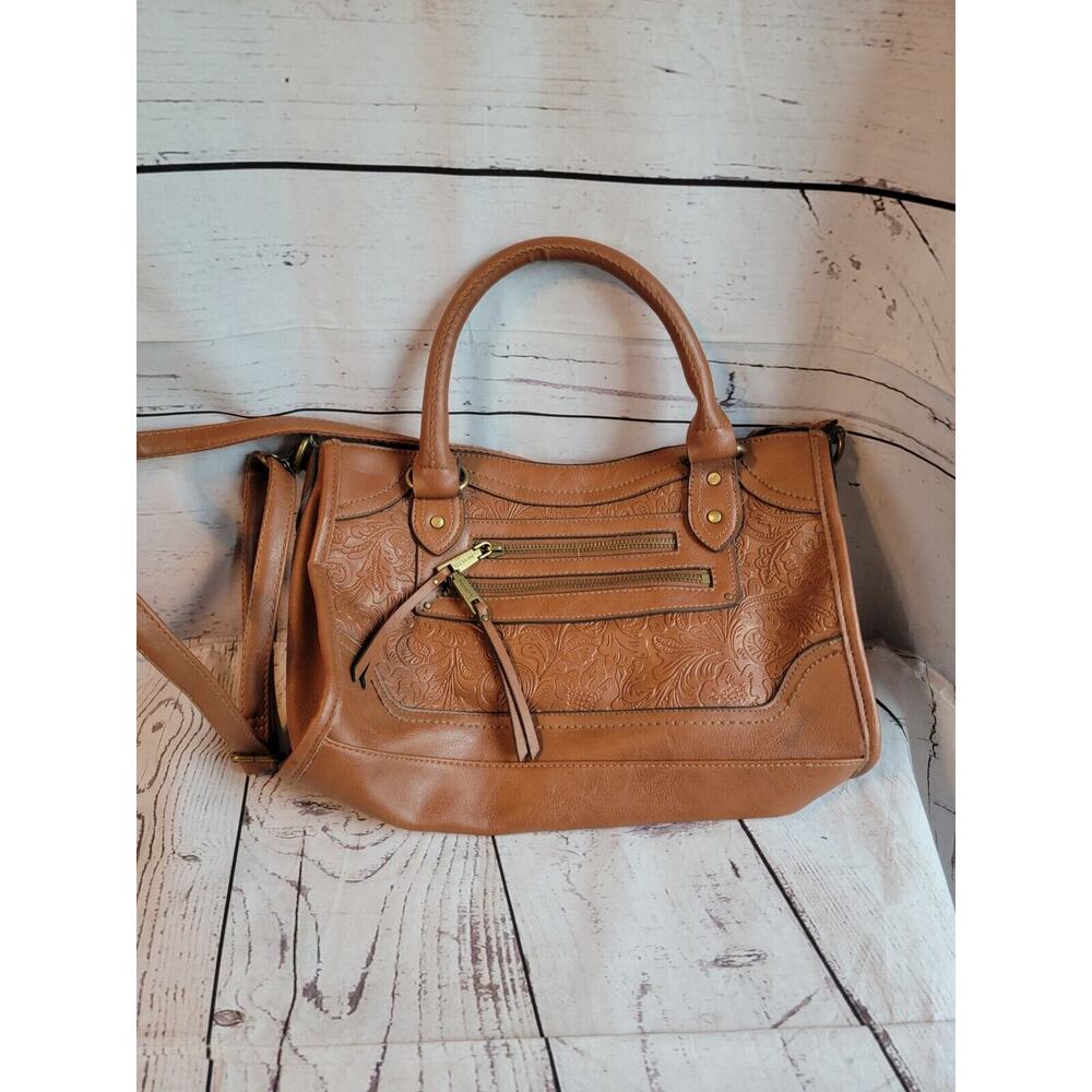 Rosetti Handbag Light Brown Western theme with embossed/stamped Faux Leather